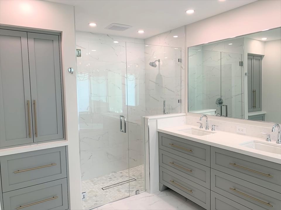 white quartz bathroom